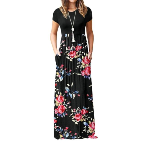 Women's Short Sleeve Casual Maxi Dress Plus Size 2XL, NWT - Picture 1 of 8